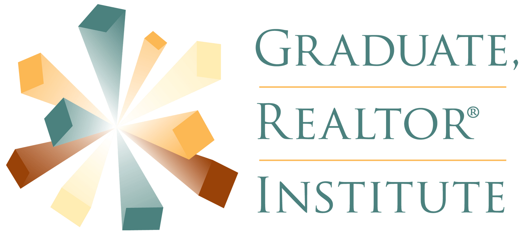 Logo for Graduate, REALTOR Institute, with abstract geometric design and text.