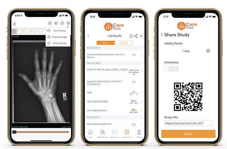 CareRad image sharing experience across patient and provider workflows