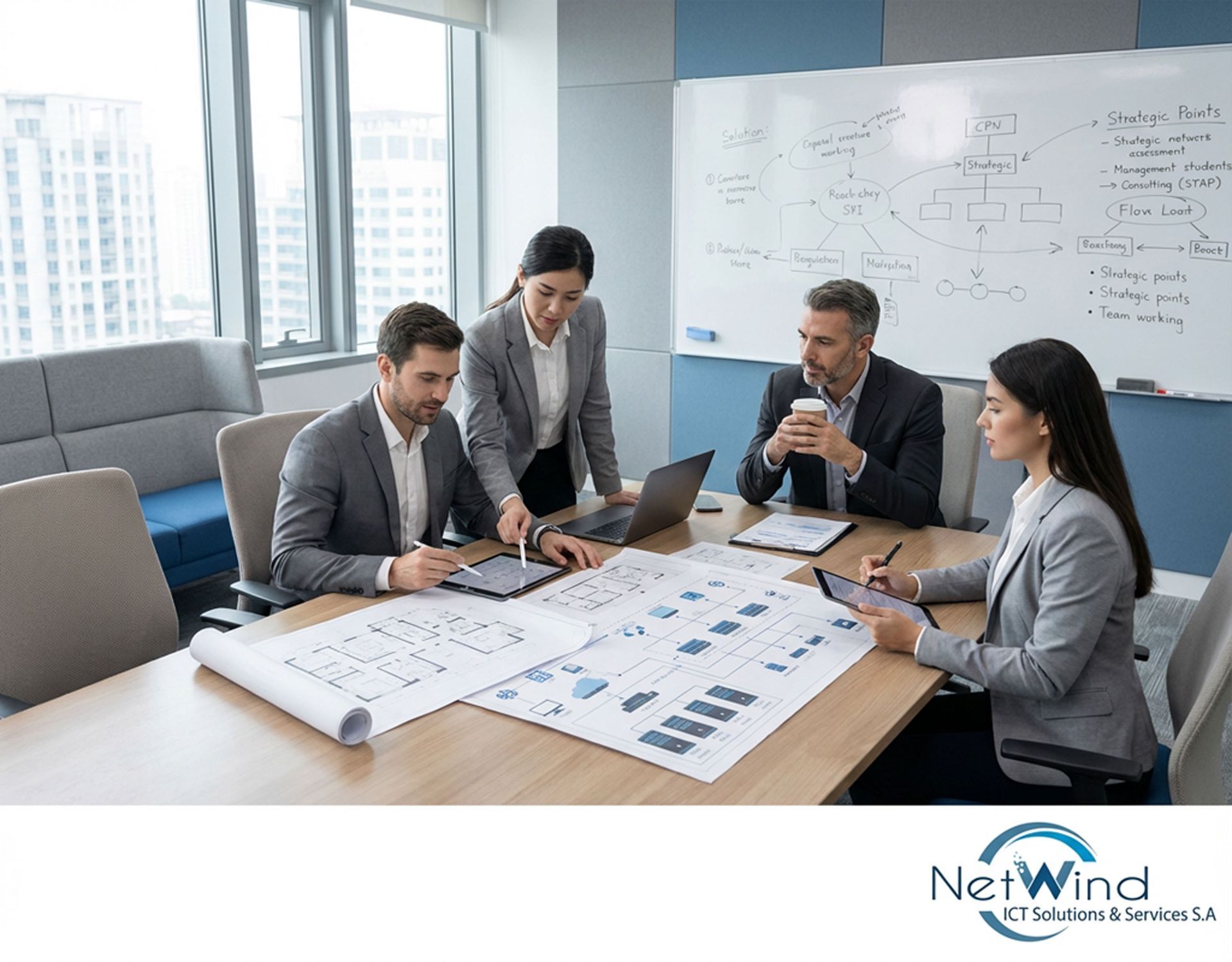 NetWind consulting workshop with network plans and solution design discussion