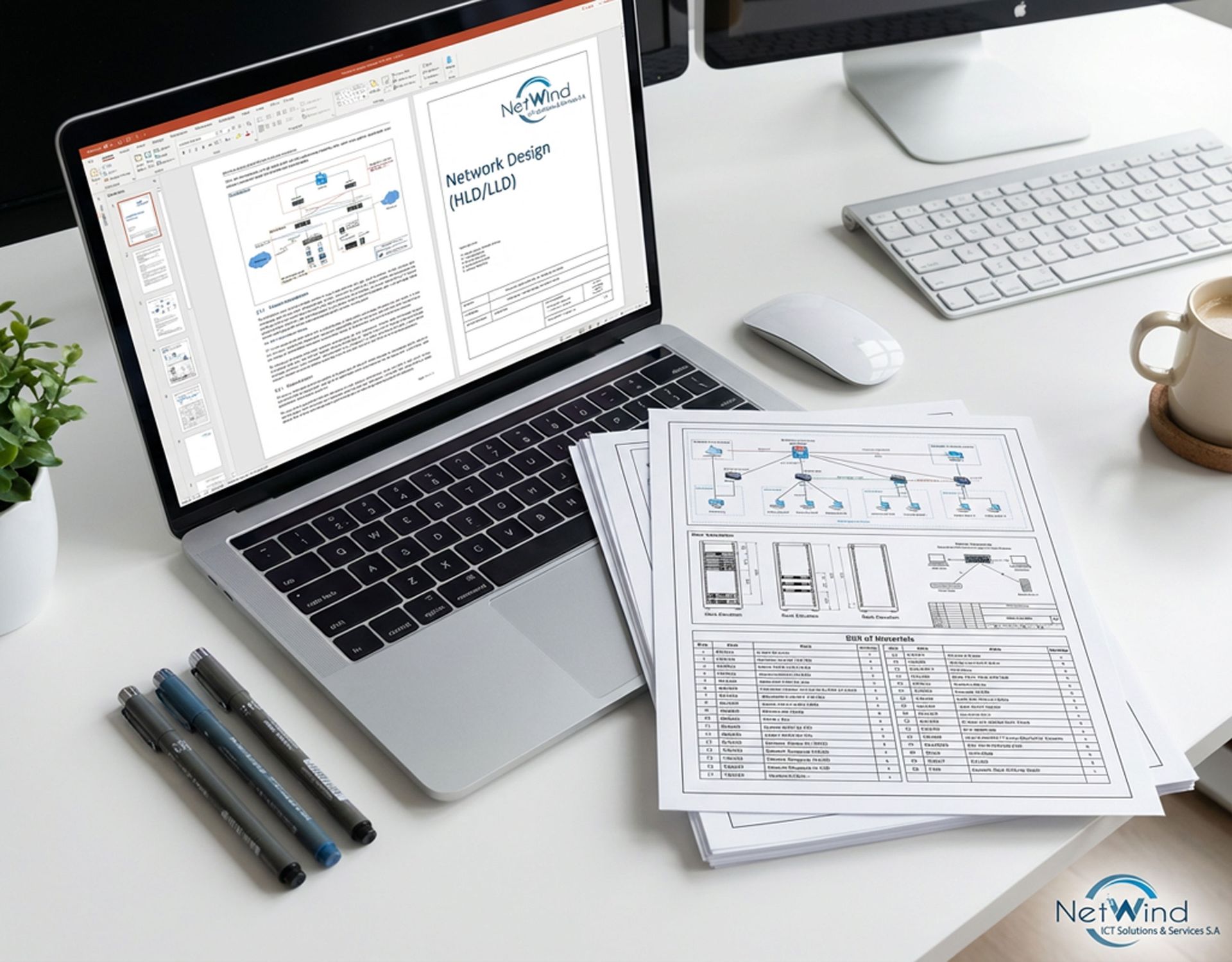 Consulting deliverables including design documents, diagrams and bill of materials