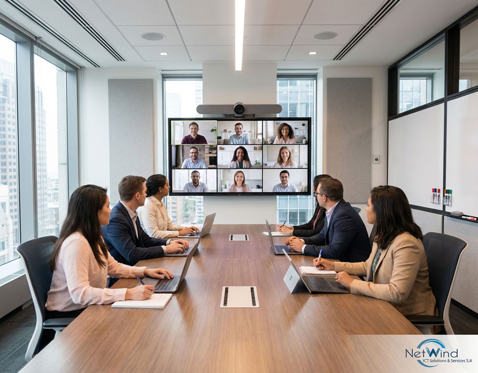 Hybrid workplace consulting with modern collaboration and hybrid meeting setup