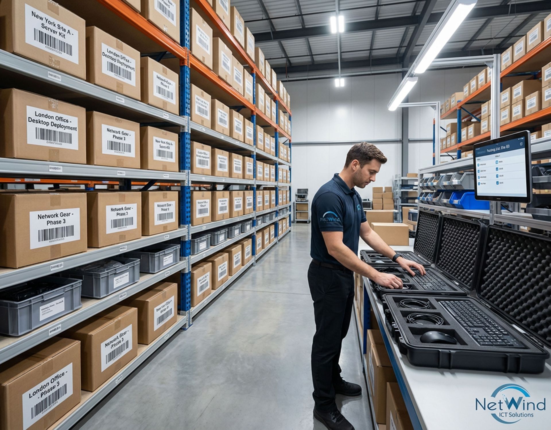 Logistics, warehousing and kitting for multi-site technology rollouts