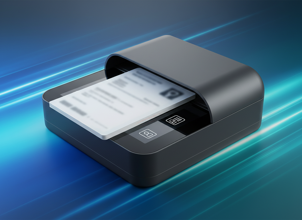 Document reader station for passport and ID verification (no branding)