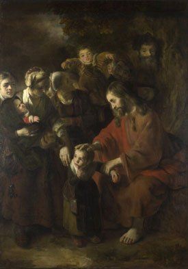 Christ Blessing the Children 1652-53 Nicolaes Maes. 1632-1693. Oil on canvas, 206 x 154 cm National Gallery, London