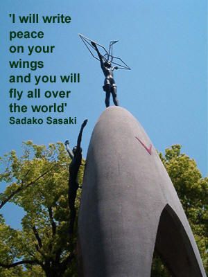 Statue of Sadako holding a golden crane at the Hiroshima Peace Memorial War has lasting effects.