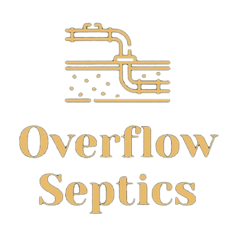 Icon of septic system pipes, above text "Overflow Septics".