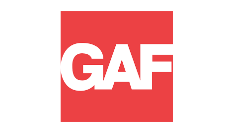 Un carré rouge avec le mot gaf en lettres blanches.