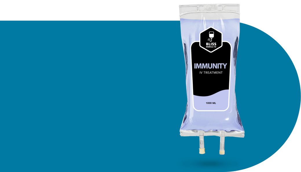 A bag of immunity wipes is sitting on a blue surface.