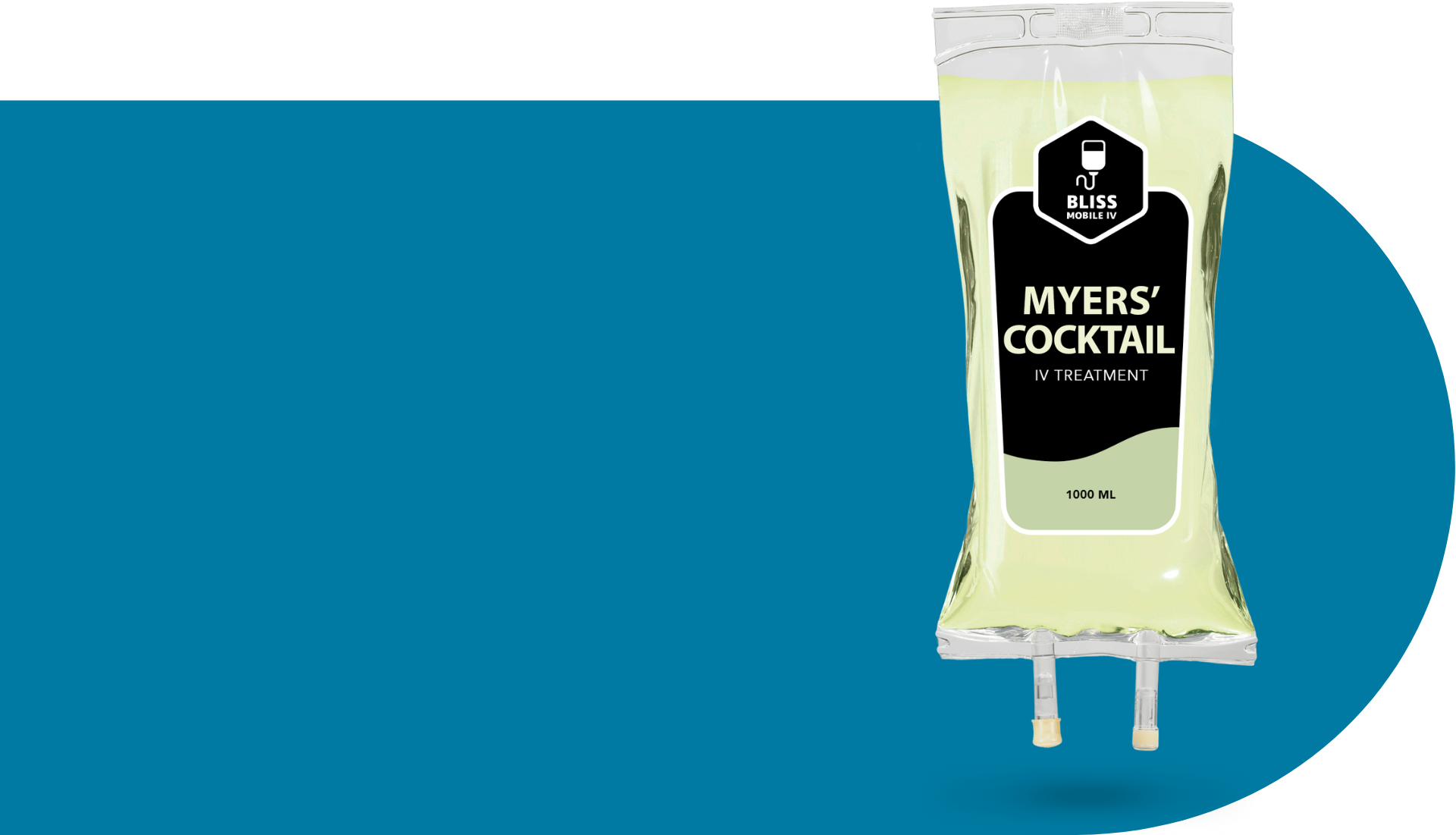 A bag of myers cocktail sitting on top of a blue table.