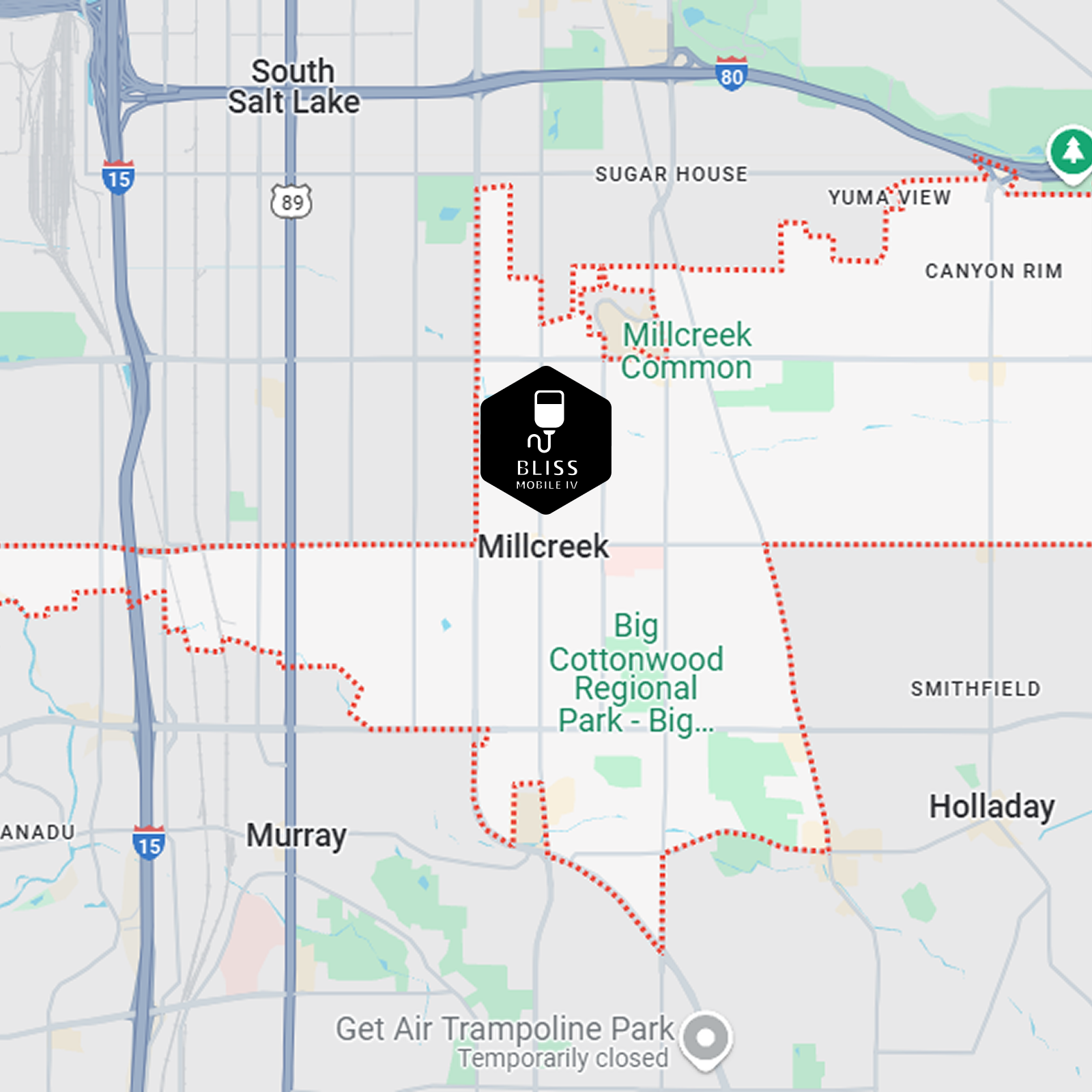 A map showing the location of cedar city
