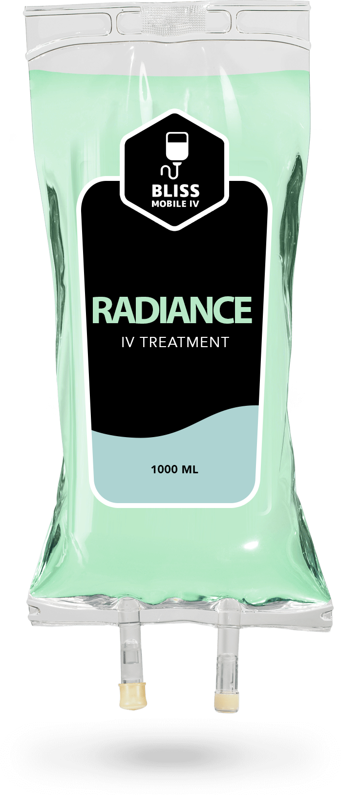 A bag of normal saline drip in treatment on a white background.