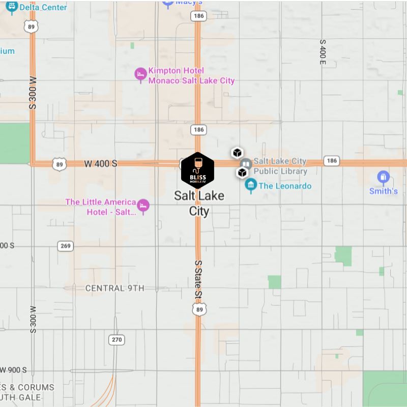 A map showing the location of salt lake city