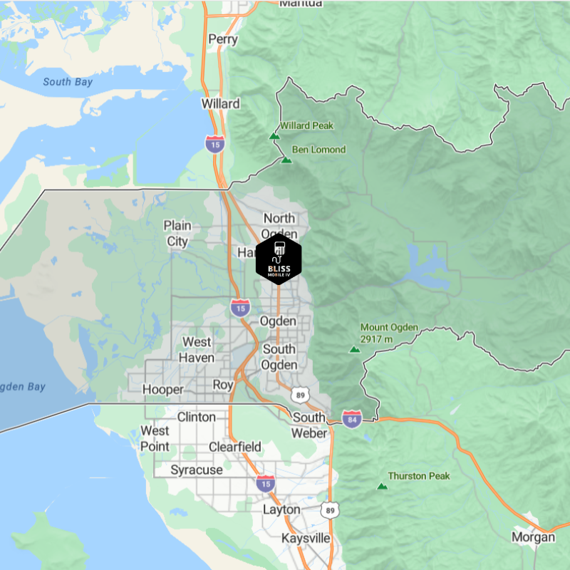 A map showing the location of a city and mountains