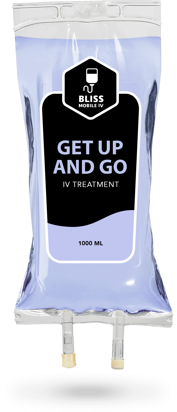 A bag of bliss get up and go wipes on a white background.