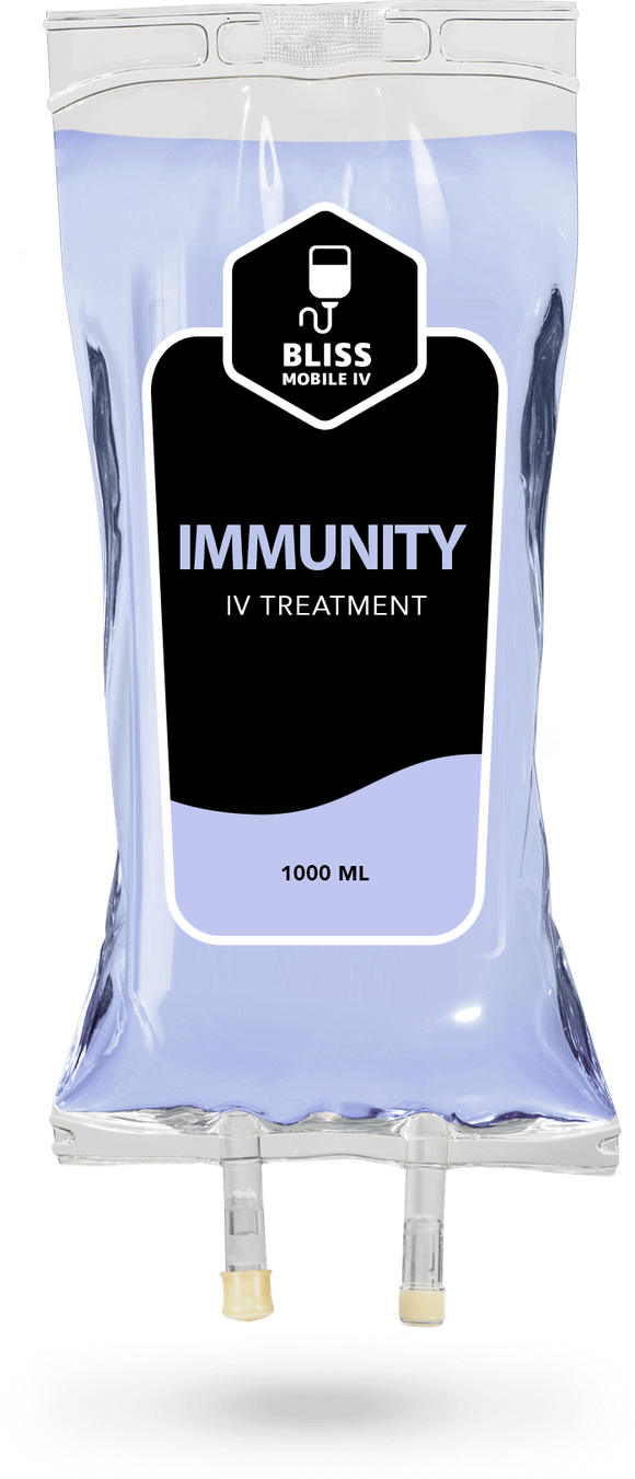 A bag of bliss immunity wipes on a white background.