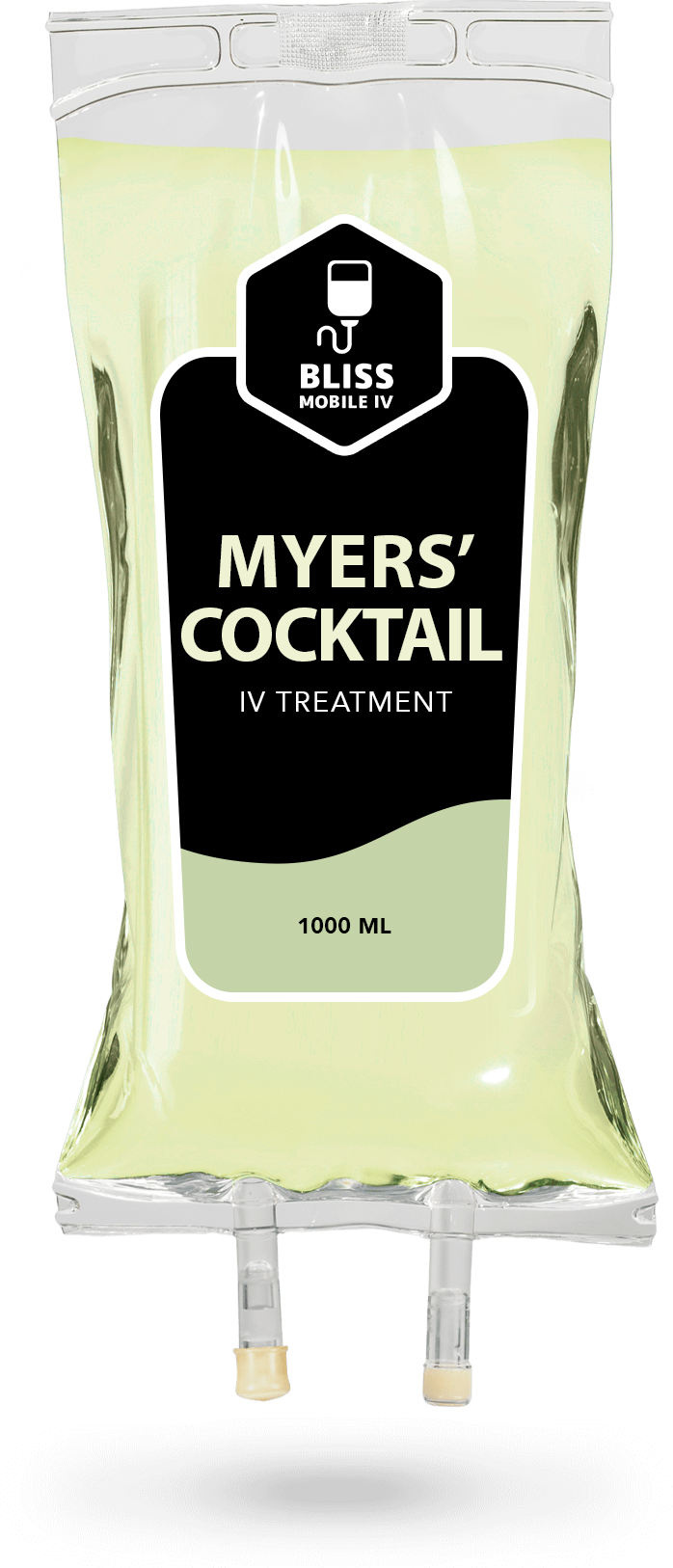 A bag of myers ' cocktail is sitting on a white surface.