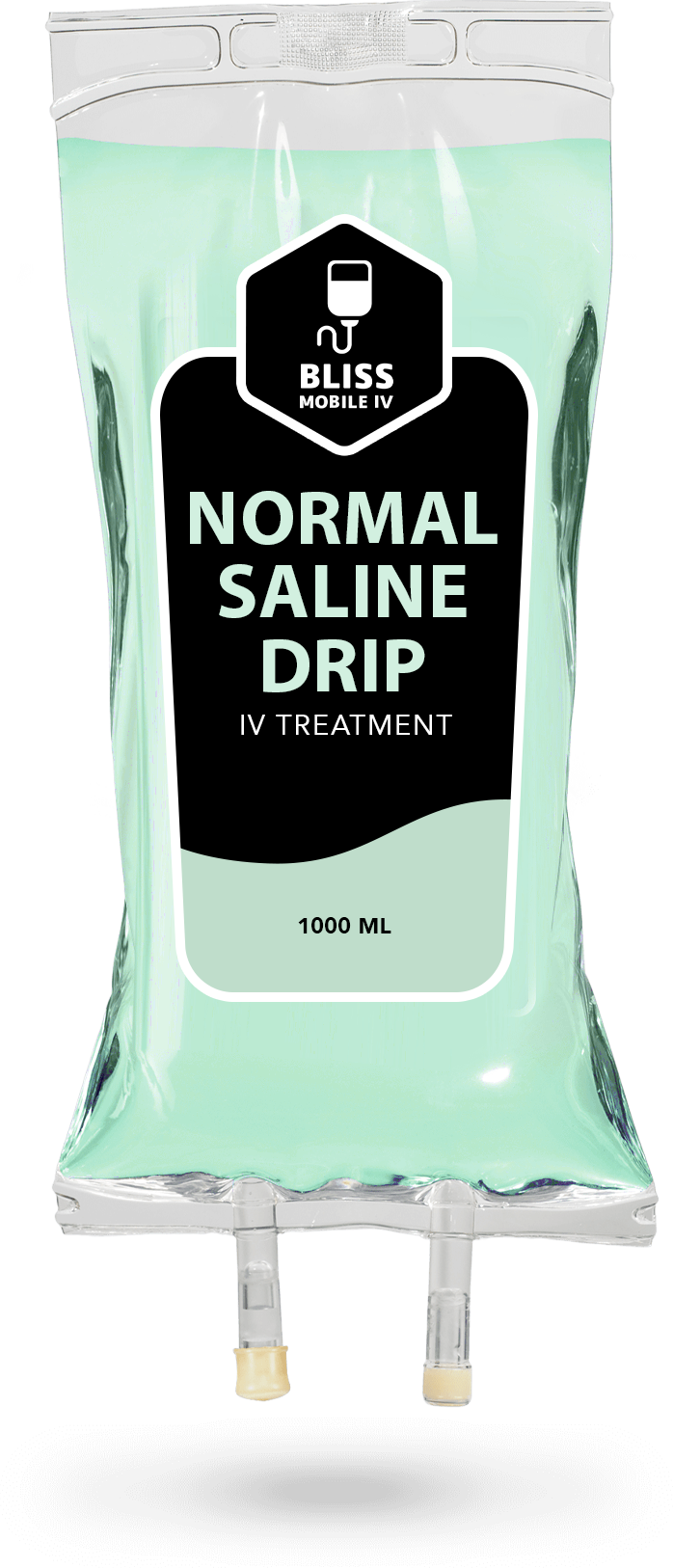 A bag of normal saline drip in treatment on a white background.