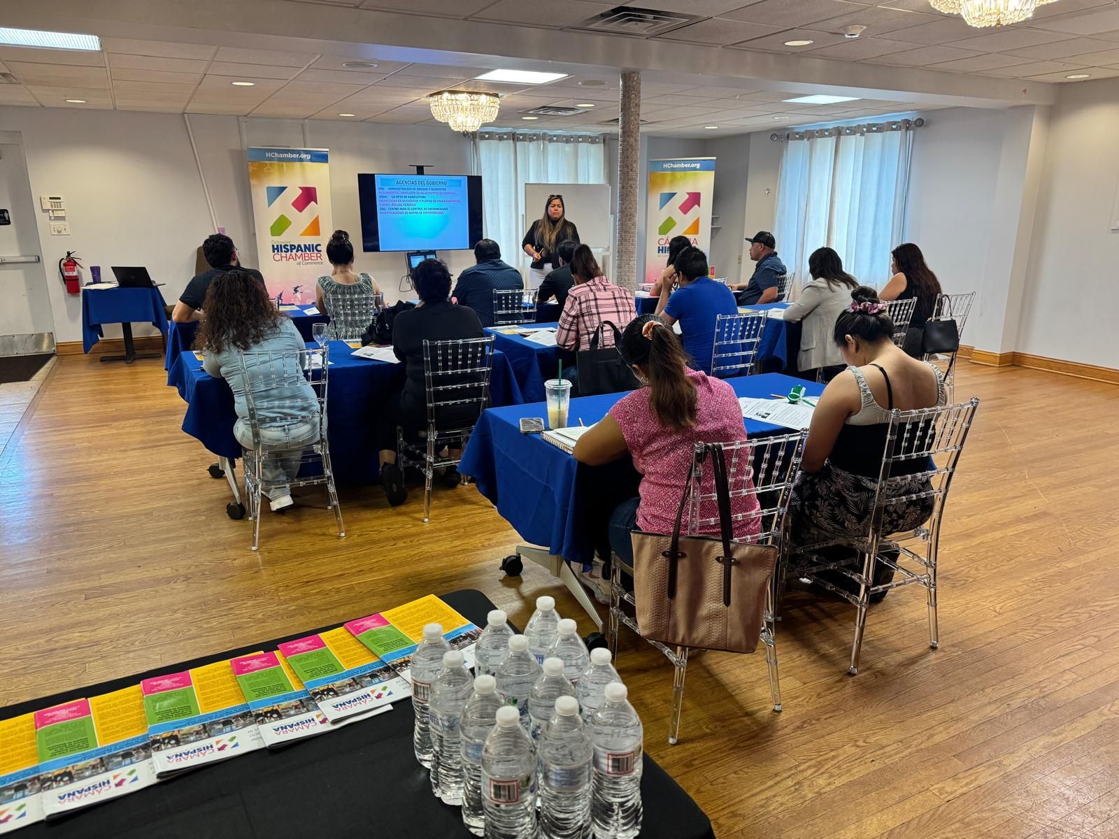 Beach scene with text overlay: