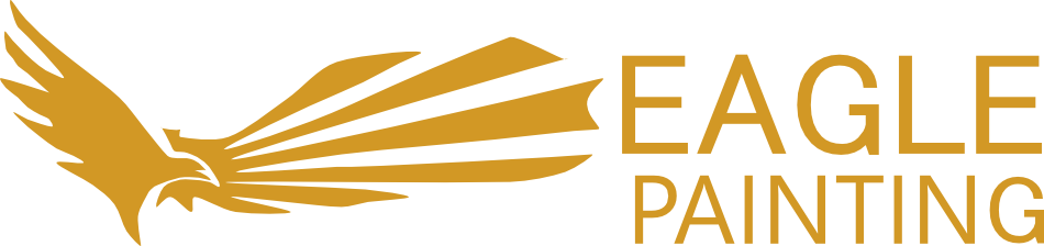 Gold logo of an eagle in flight next to the words EAGLE PAINTING in gold text.