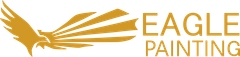 Gold logo of an eagle in flight next to the words EAGLE PAINTING in gold text.