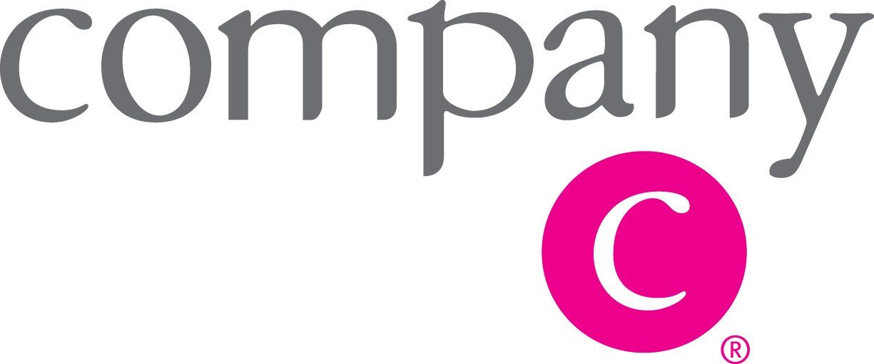 A logo for a company called company c with a pink circle in the middle.