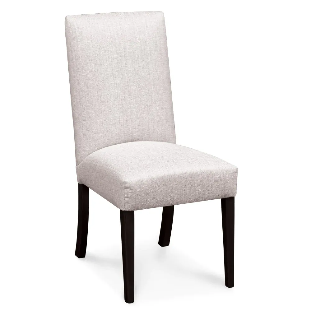 A white chair with black legs on a white background