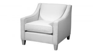 A white chair is sitting on a white background.
