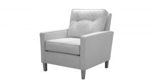 A white chair is sitting on a white background.