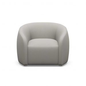 A grey leather chair on a white background.