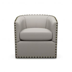 A white chair with black studs on it on a white background.