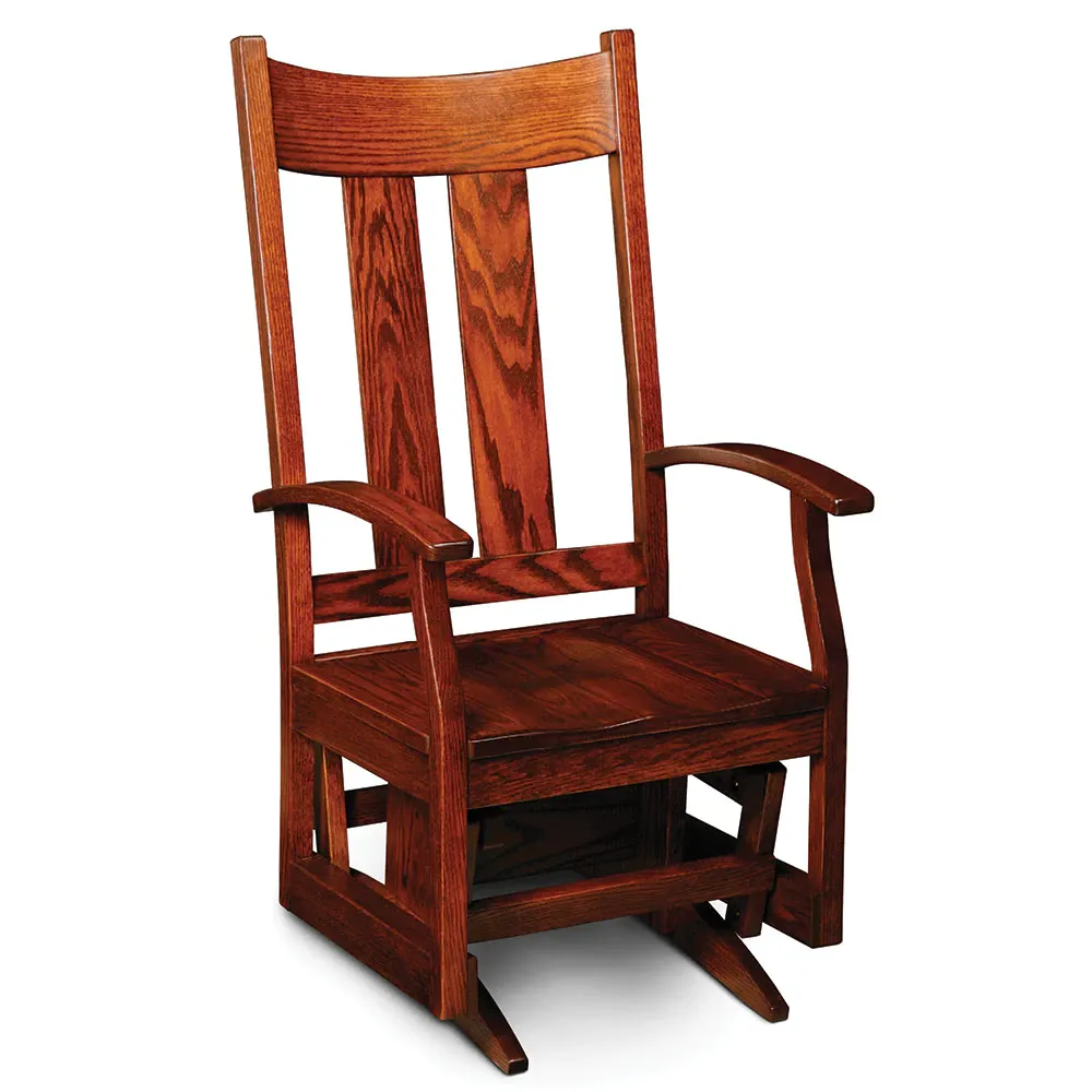 A wooden rocking chair on a white background