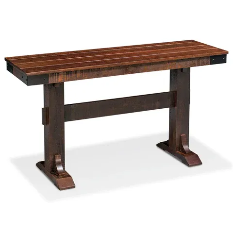 A wooden table with the letter h on it