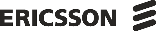 A black and white ericsson logo on a white background