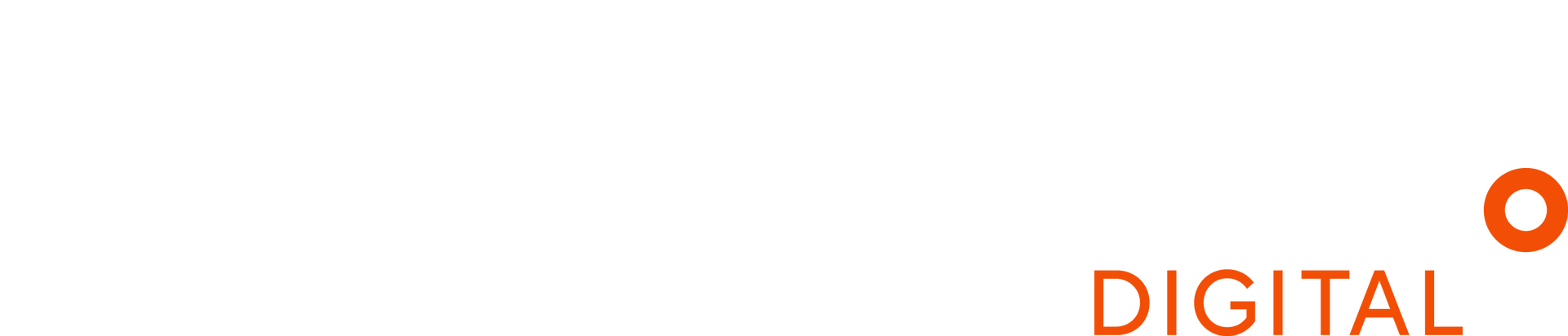 A white background with the word digital in orange letters