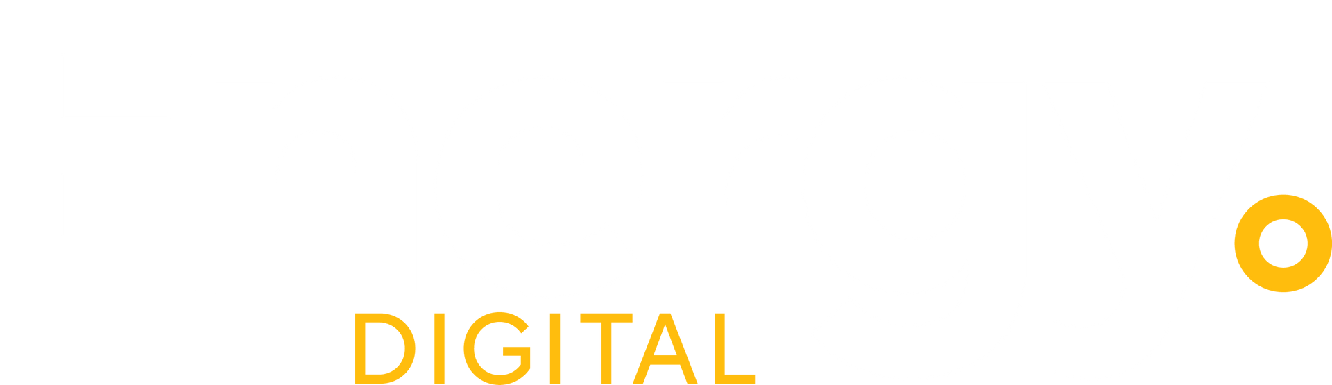 A white background with the word digital and a yellow circle.