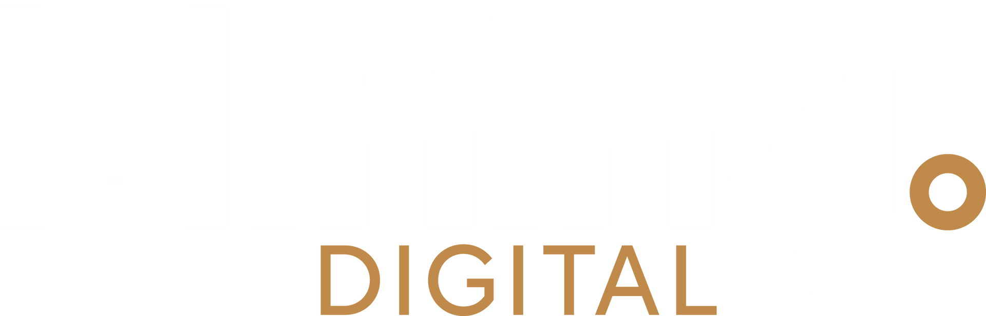 A white background with the word digital in gold letters.