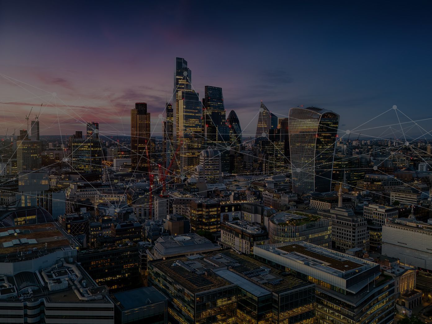 An aerial view of the city of chicago at night
