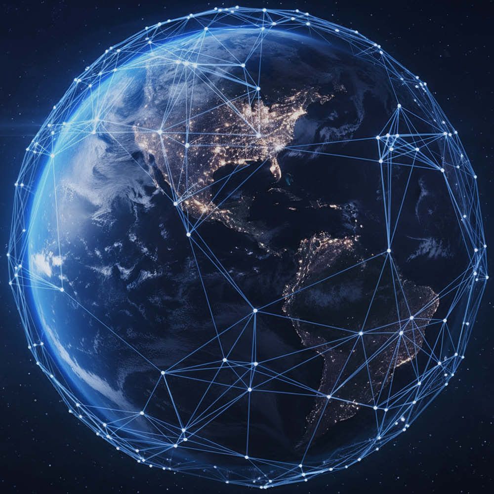 An aerial view of the city of chicago at night