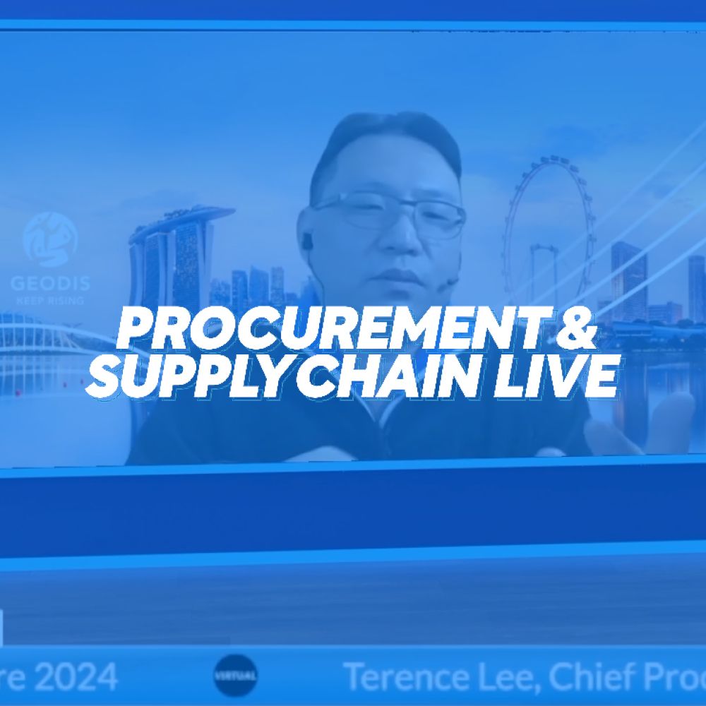 A man is on a screen with the words procurement & supply chain live