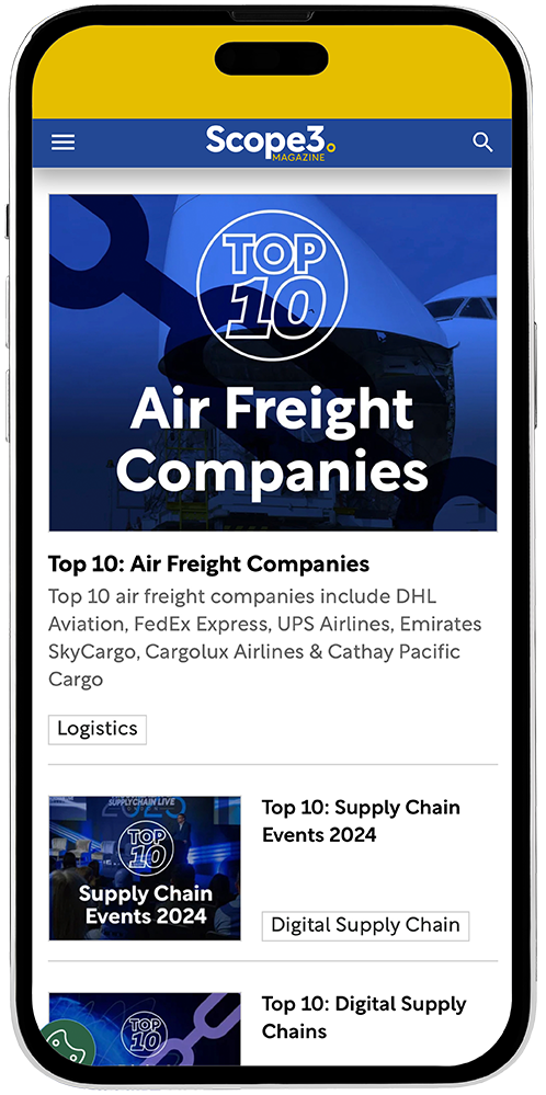 A screenshot of a scope3 app showing the top 10 air freight companies.