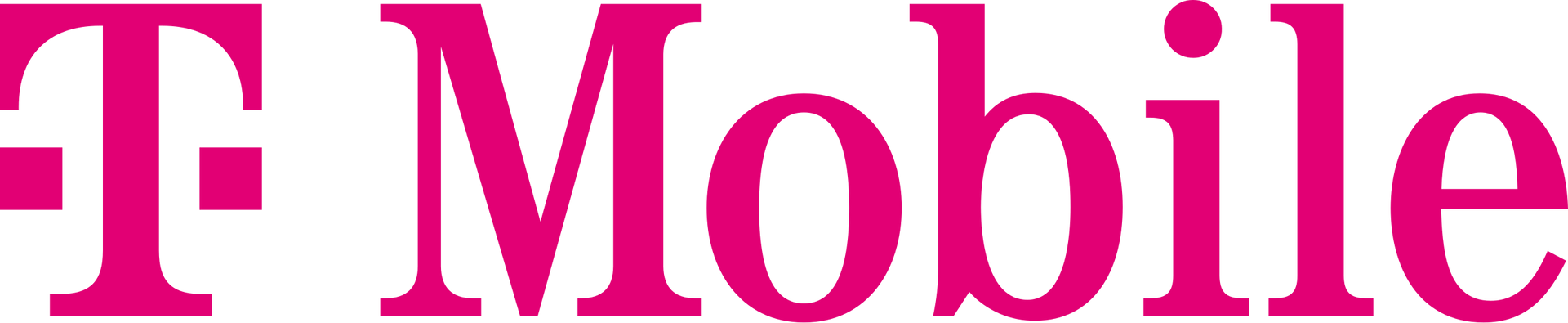 A pink t mobile logo on a white background