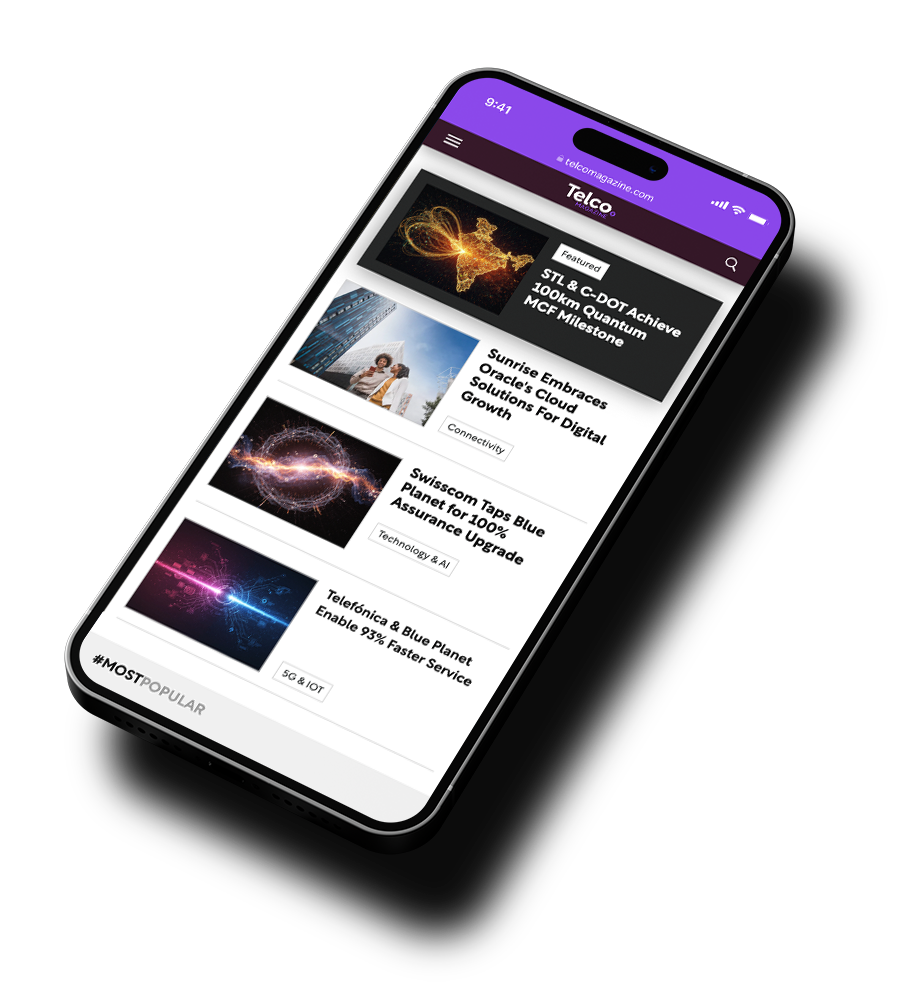 A cell phone is displaying a page about leading telco operators in europe.