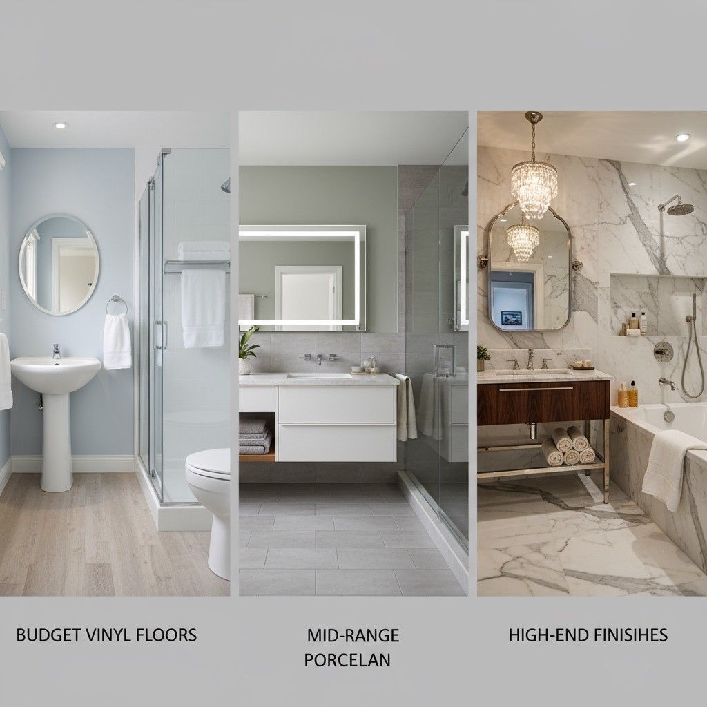 Comparison of budget, mid-range, and high-end kitchen remodel material options.