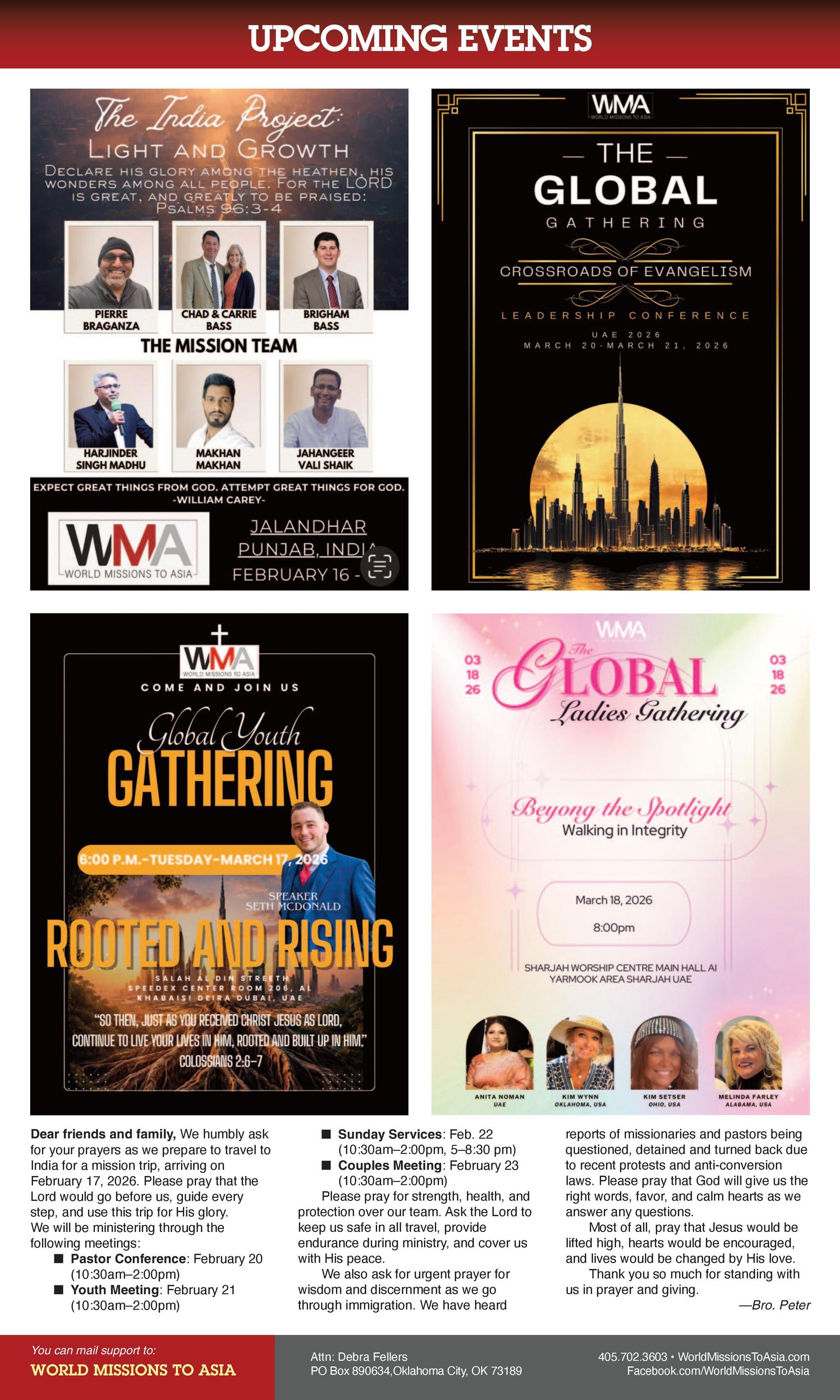 Advertisements for upcoming events featuring speakers and conferences.
