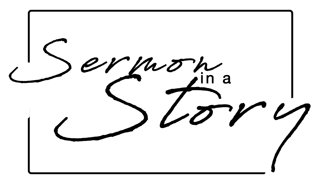 A black and white logo for sermon in a story.