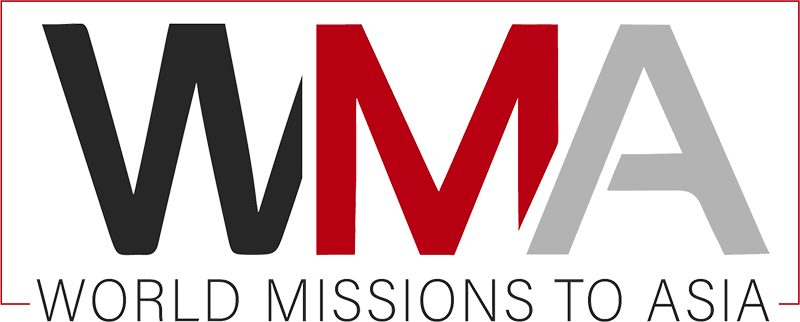 World missions to asia black red and grey logo