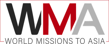 World missions to asia black red and grey logo