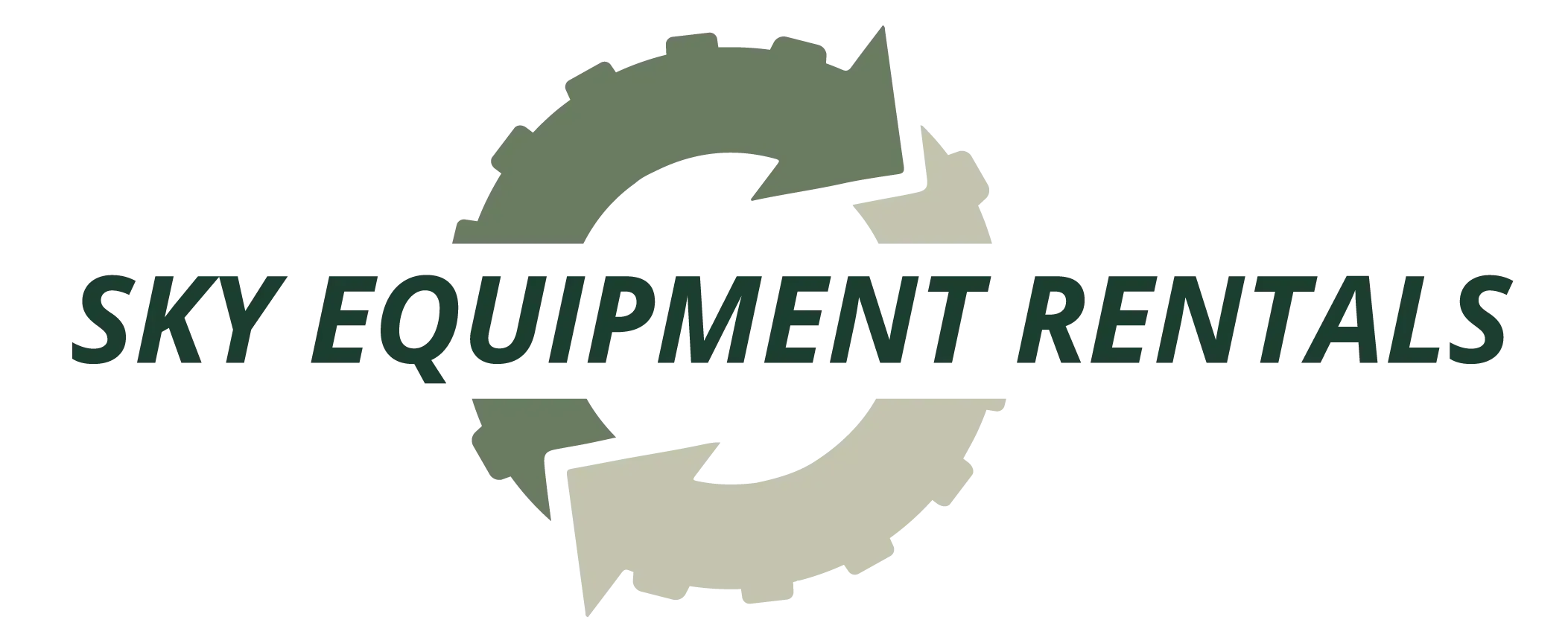 The logo for sky equipment rentals shows a map of the world.