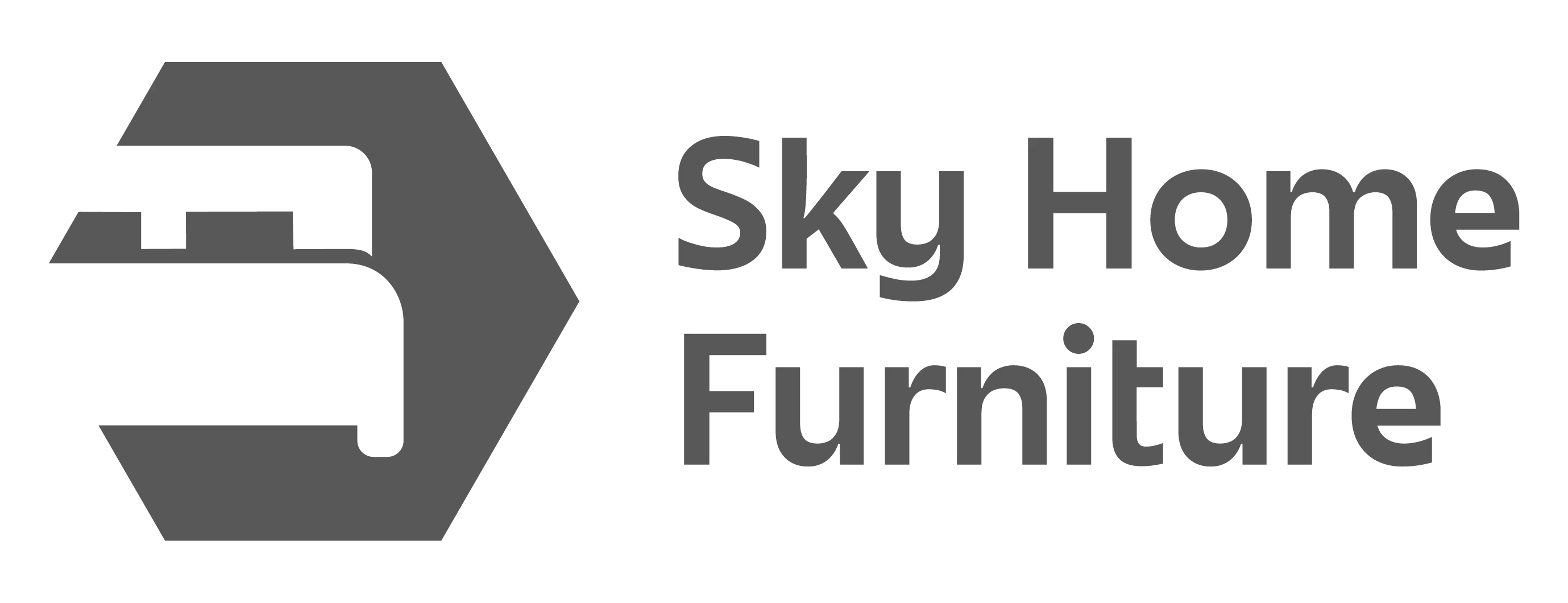 The logo for sky home furniture is gray and white.