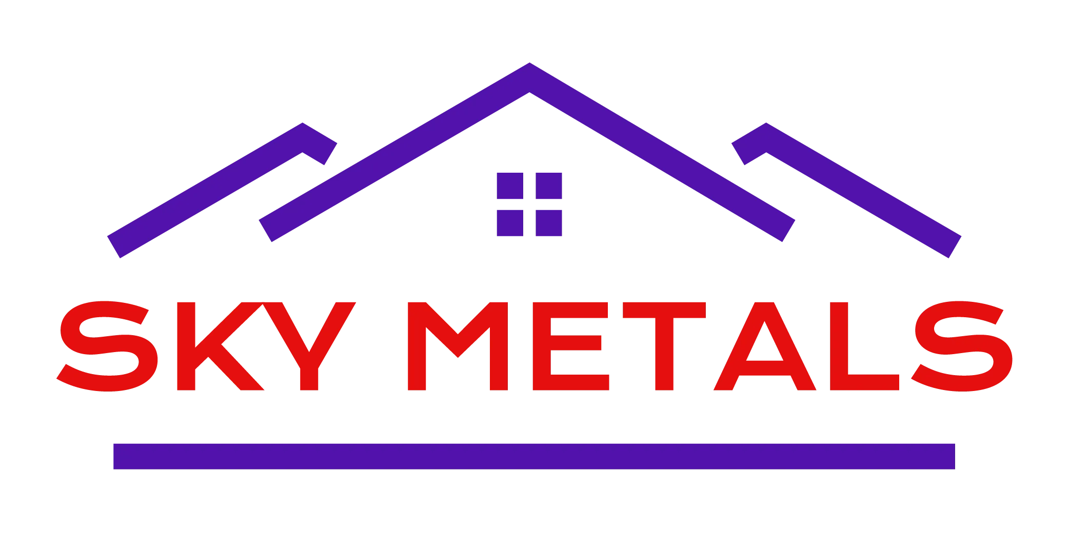 The logo for sky metals shows a house with a roof.